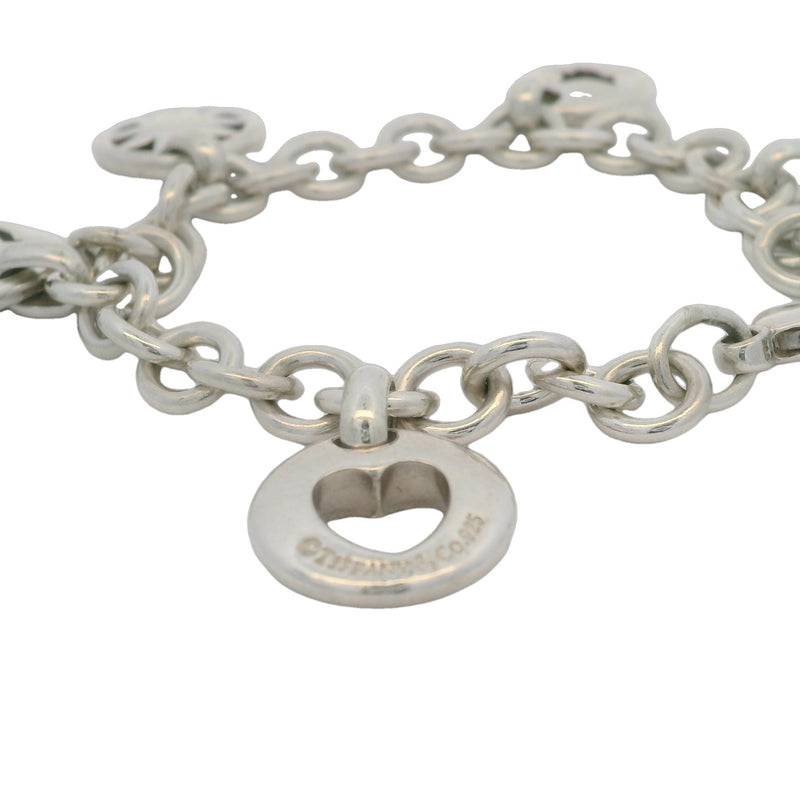 Tiffany & CO Rare Retired 925 Sterling Silver Stencil 5-Charm Thick Chain 7.5" Bracelet