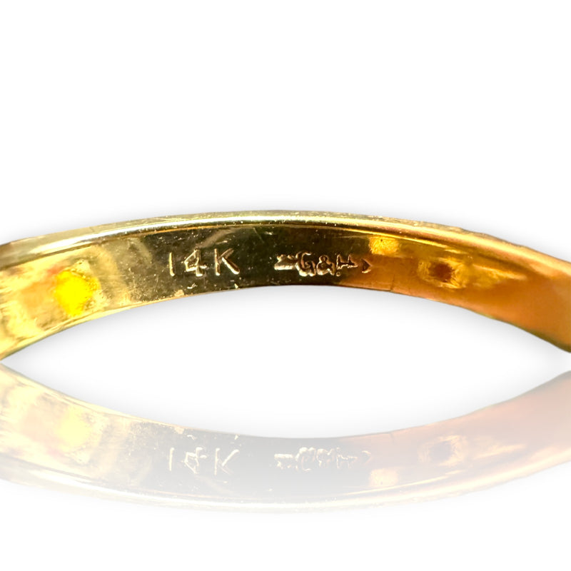 Retro 1930-40s Gochman & Held Solid 14kt Rose, Yellow, and White Gold Cocktail Ring with Old Mine Cut Diamonds and Lab Rubies Size 6