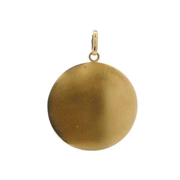 Solid 18kt Yellow Gold Virgin Mary Madonna Medallion Religious Circle Pendant