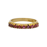 Italian Solid 18kt Yellow Gold Ruby Hald-Eternity Stackable Band Ring Size 5.75