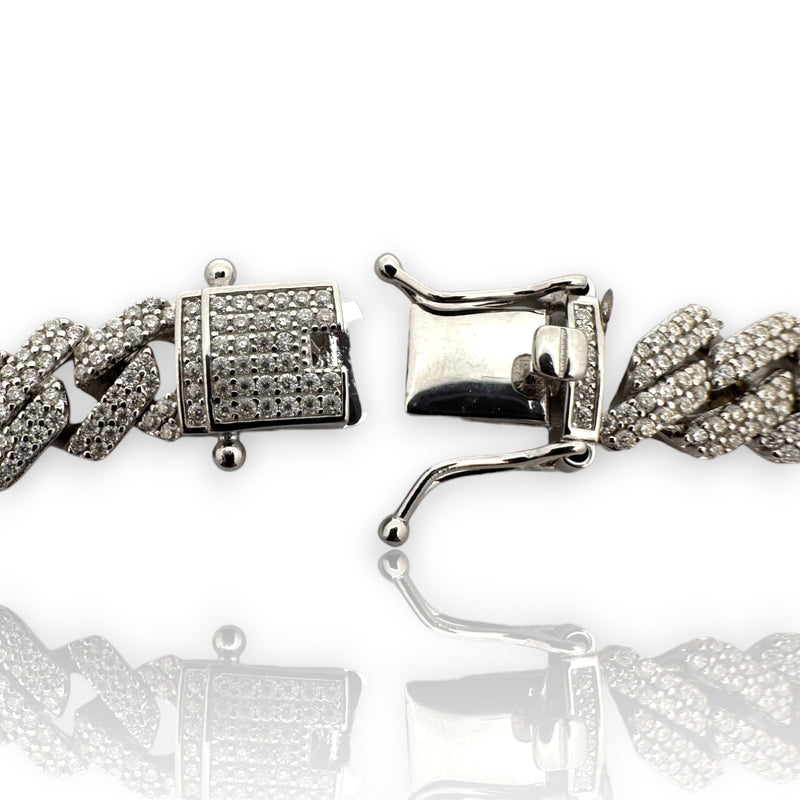 Miami Cuban Link Chain Iced Hip Hop 925 Silver Necklace Moissanite 18" 10mm Cert