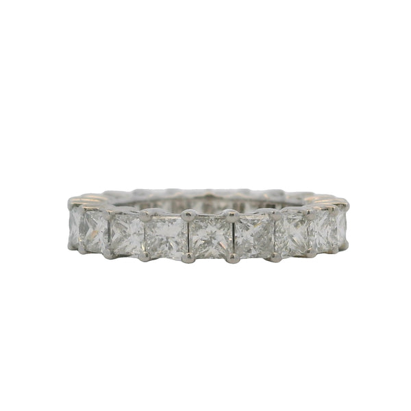 Rayalty Jewelry Solid 18kt White Gold and 3.99ctw Princess Cut Diamond 4.11mm Eternity Band Ring Size 6.75