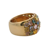 IVAR 18k Yellow Gold 9.66ctw Multicolored Sapphire Zero 3 Dome Cluster Ring Sz 8