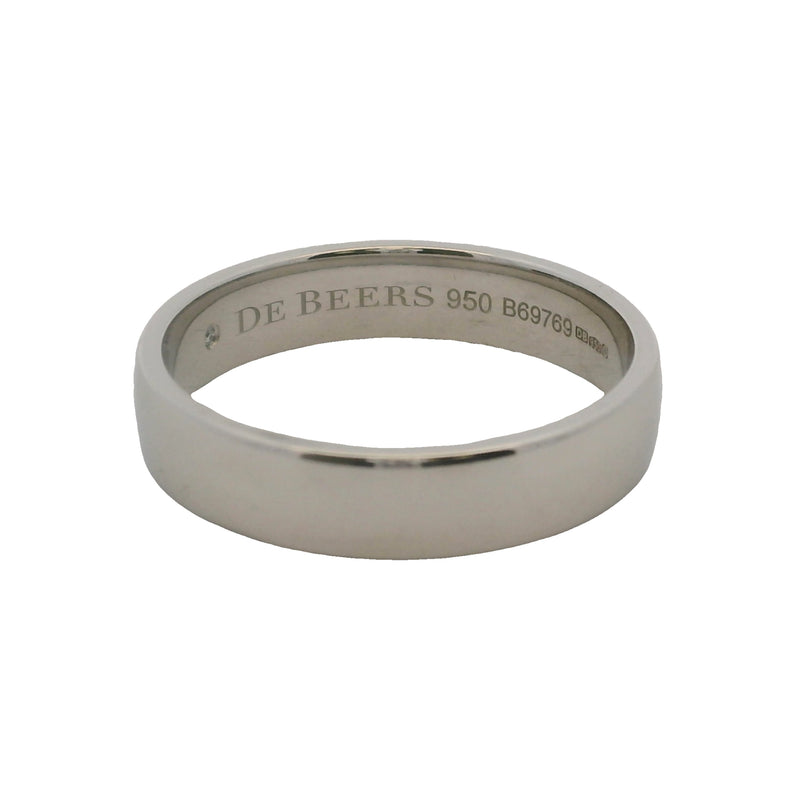De Beers 950 Platinum DB Classic 5mm 10.5g Band With Hidden Diamond Size 11