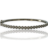 Shy Creation 14kt White Gold and Diamond Hinged Bangle with Mini Halos and Double Safety Clasp