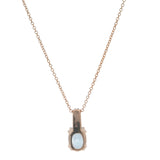 EFFY Solid 14kt Rose Gold Oval Blue Topaz and Diamond Pendant 18" Necklace