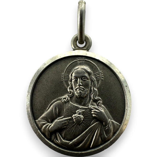 Vintage 1944-1968 Italian 800 Coin Silver Religious Sacred Heart Jesus Christ Christian Faith Charm Pendant