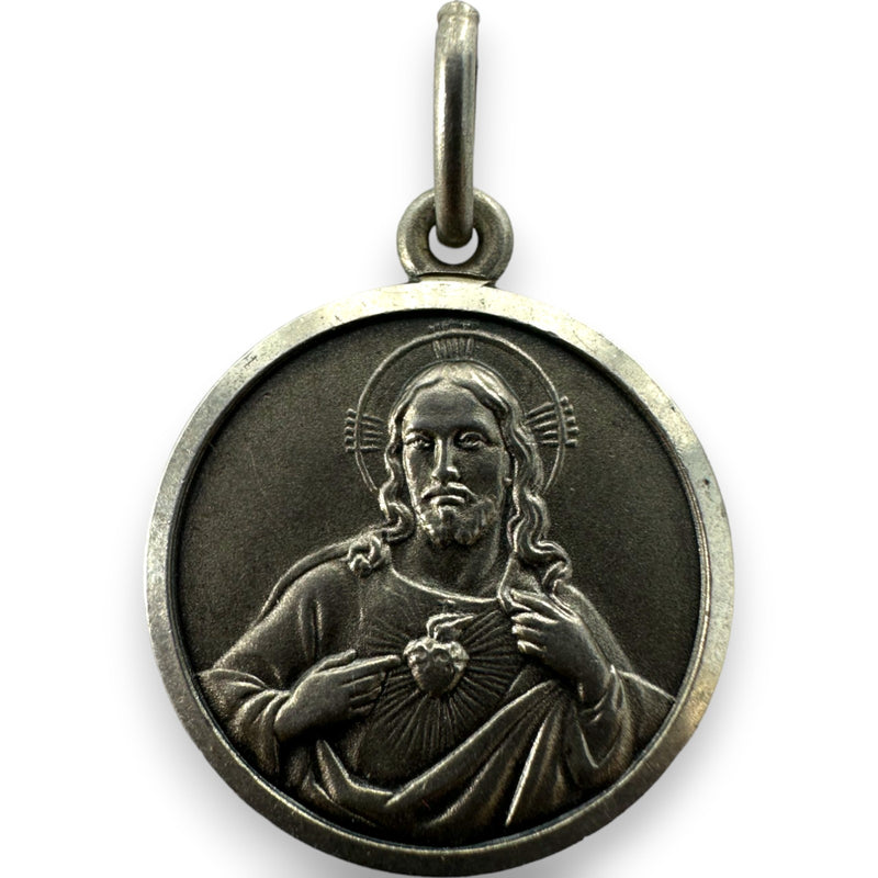 Vintage 1944-1968 Italian 800 Coin Silver Religious Sacred Heart Jesus Christ Christian Faith Charm Pendant