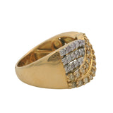 Solid 18kt Yellow Gold Cluster Crossover Ring with Yellow and White Diamond Waves Size 7