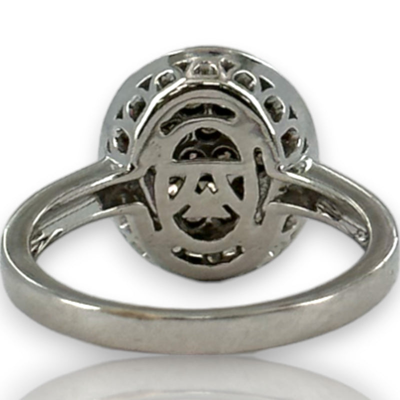 LeVian Solid 14kt White Gold Cluster Ring with Cognac Chocolate Diamonds and White Vanilla Diamond Halo Size 7