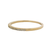 Solid 14kt Yellow Gold and Diamond Thin Dainty Half-Eternity Band Ring Size 10.5
