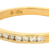 18kt Yellow Gold and Channel Set Diamond Half Eternity Wedding Stackable Band Size 6.75