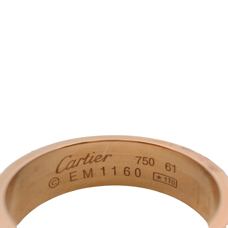 Vintage Cartier Classic Solid 18kt Rose Gold Love Ring with Single 0.06ct Diamond Size 61 9.5
