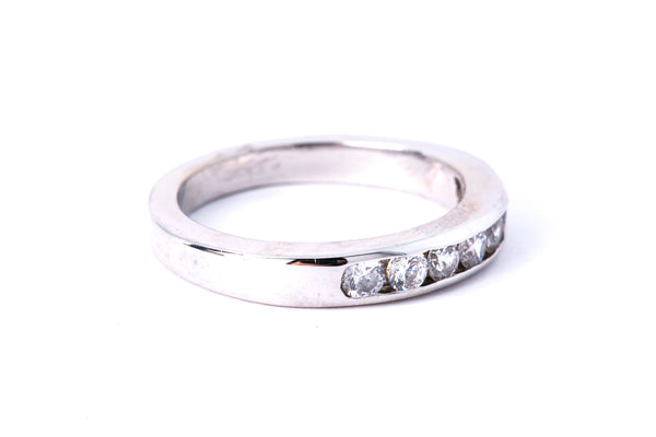 Cubic Zirconia Channel Set Wedding Band 14K 585 White Gold Ring Size 7 1/4