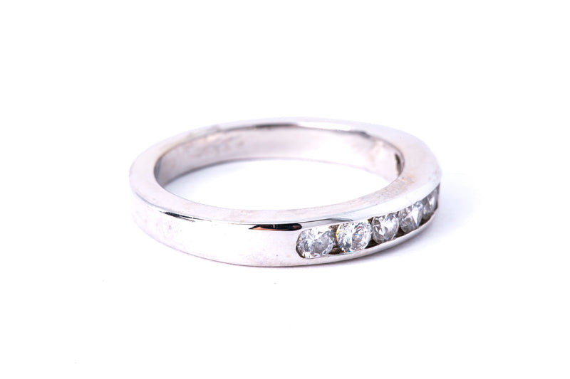 Cubic Zirconia Channel Set Wedding Band 14K 585 White Gold Ring Size 7 1/4