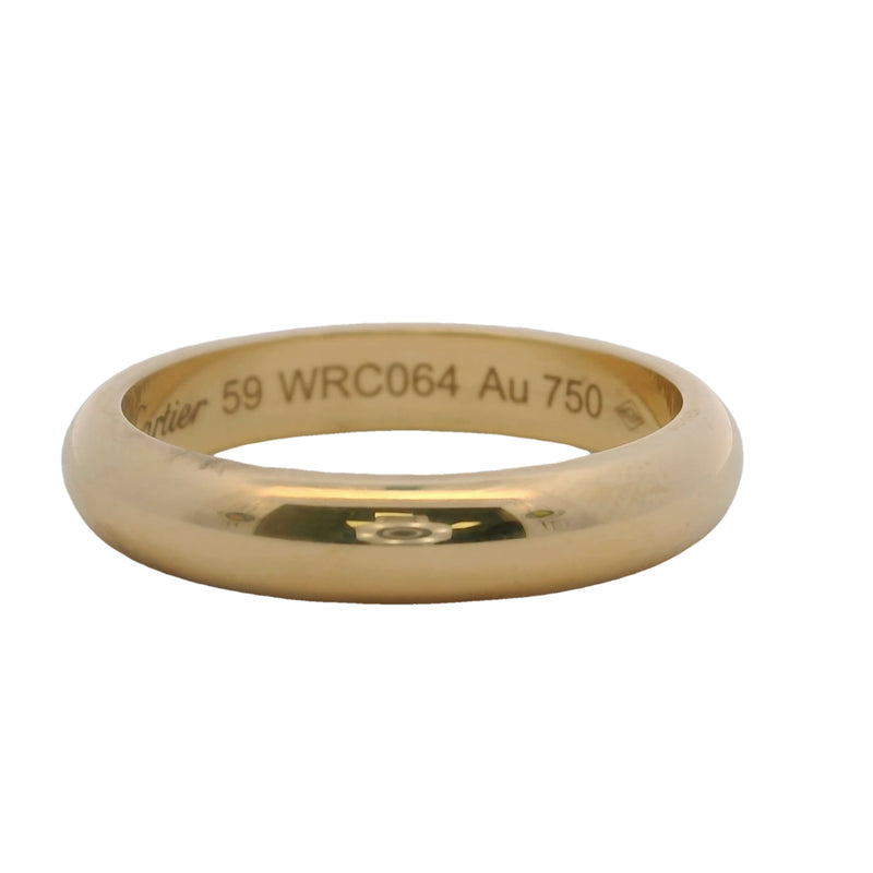 Cartier Solid 18kt Yellow Gold Classic 1895 D-Shape 4mm Wedding Band Size 9