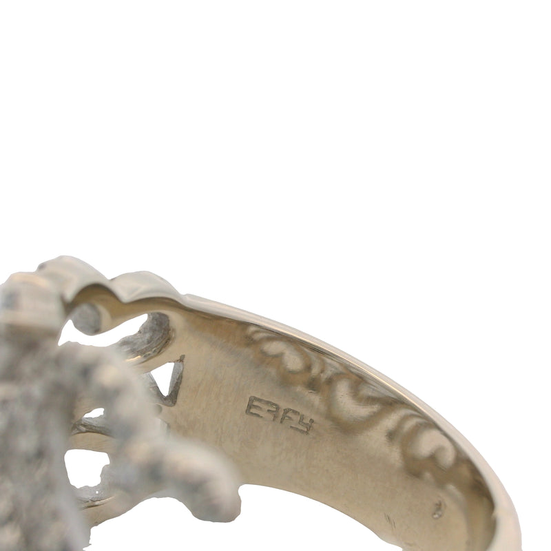 EFFY Solid 14kt White Gold Diamond Swirl Heart Statement 20mm Cluster Ring Size 7.5