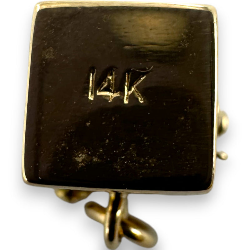 Vintage Solid 14kt Yellow Gold Working Spring Loaded Jack-In-The-Box Charm with Black Glass Bead