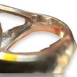 Vintage 2002 Signed Garrard London Solid 18kt White Gold and Diamond 18.7mm Wide Flat Top Statement Ring Made in Italy Size 6.75
