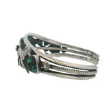 Running Bear 925 Sterling Silver Running Horses and Turquoise Adjustable 6-7" Cuff Bracelet
