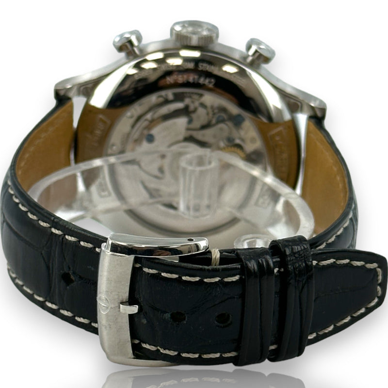 Baume & Mercier Capeland Flyback 65689 44mm Steel Chrono Leather Watch