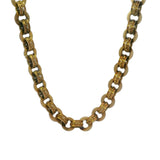 Antique Victorian Rare 1850-80s Solid 9kt Rose Gold 22" Fancy Link Book Chain Necklace with Dual Spring Ring Clasps