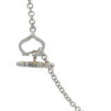 Solid 18kt White Gold and Diamond Stationed Open Oval Pendant Toggle Necklace