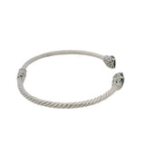 Samuel B 925 Sterling Silver and 18kt Yellow Gold Checkerboard Cut Onyx 8" Cuff Bangle Bracelet
