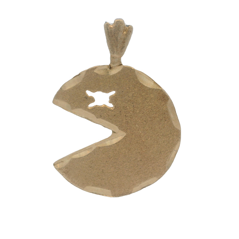 Colgante con dije de Pac-Man facetado en oro amarillo macizo de 14 kt