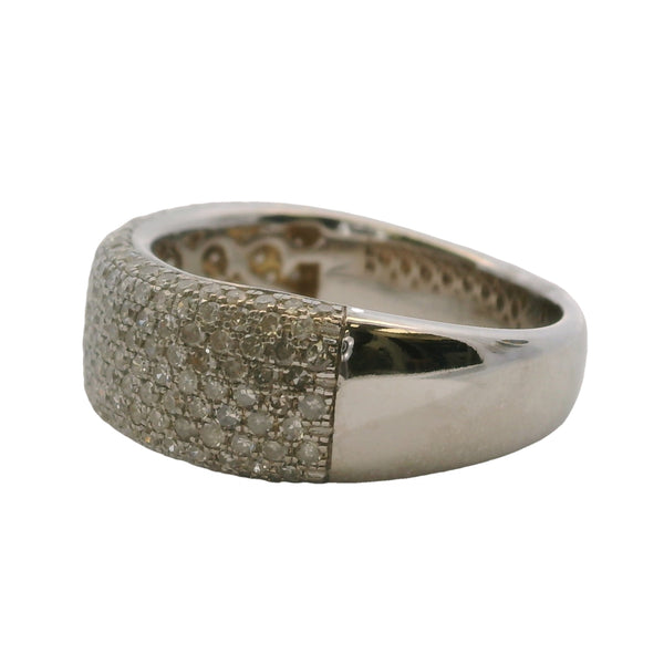 EFFY 14kt White Gold 7.4mm Wide Pave White Diamond Band Stackable Ring Size 6.75