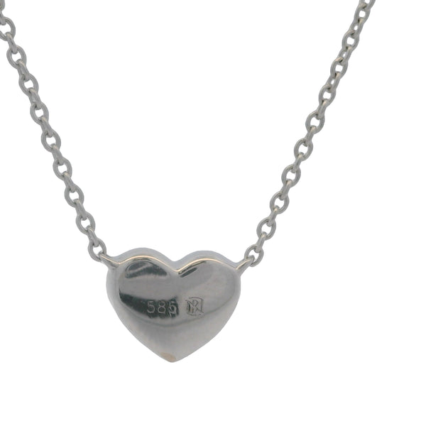 Blue Nile 14kt White Gold Mini Diamond Heart Station Pendant 16" Necklace