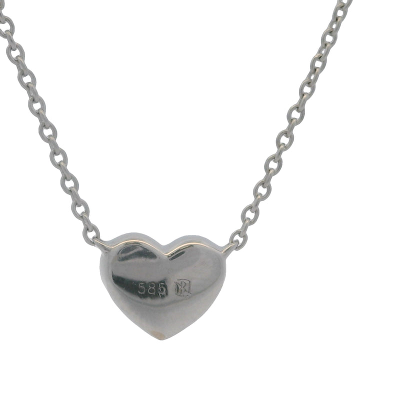 Blue Nile 14kt White Gold Mini Diamond Heart Station Pendant 16" Necklace