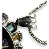 Zen Diamonds Flower Diamond & Gemstone 14kt White Gold 17" Necklace Pendant