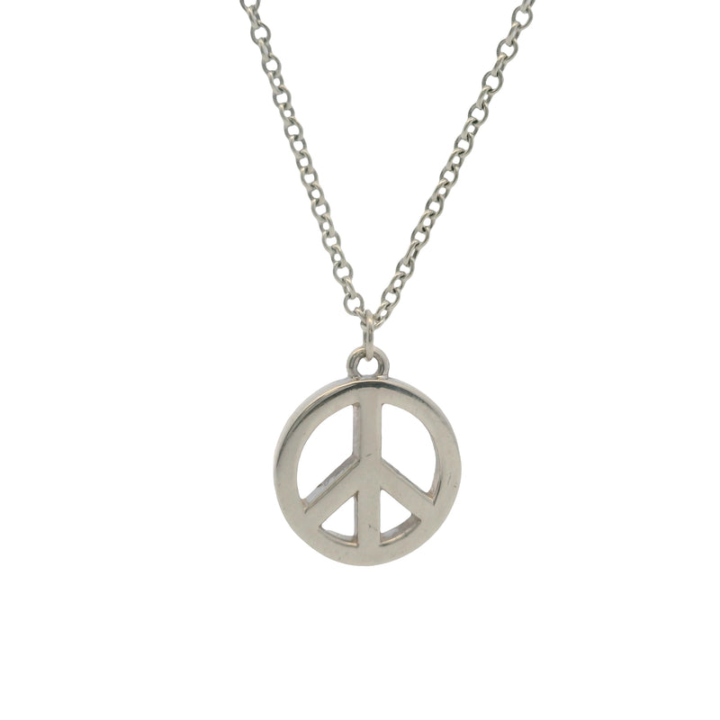 Retired Authentic Tiffany & Co Solid 925 Sterling Silver Mini Peace Sign 16.5" Necklace