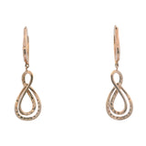LeVian Solid 14kt Rose Gold and Diamond Ribbon Dangle Leverback Earrings