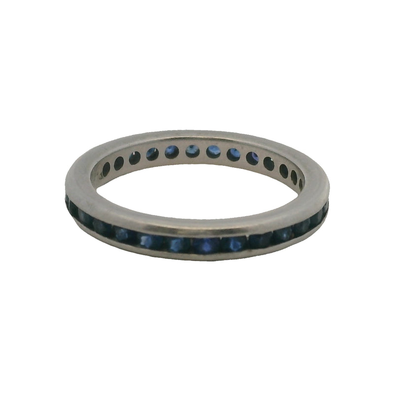 Vintage Solid Platinum Eternity Channel Set Sapphire 3mm Band Ring Size 6.5