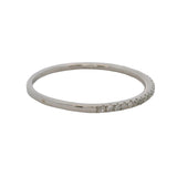 Dainty Solid 14kt White Gold and Diamond 1.2mm Wide Stackable Wedding Band Ring Size 6.75