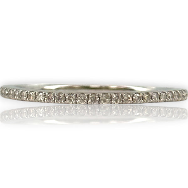 14kt Solid White Gold and Diamond Half Eternity Wedding Stackable Band Size 7