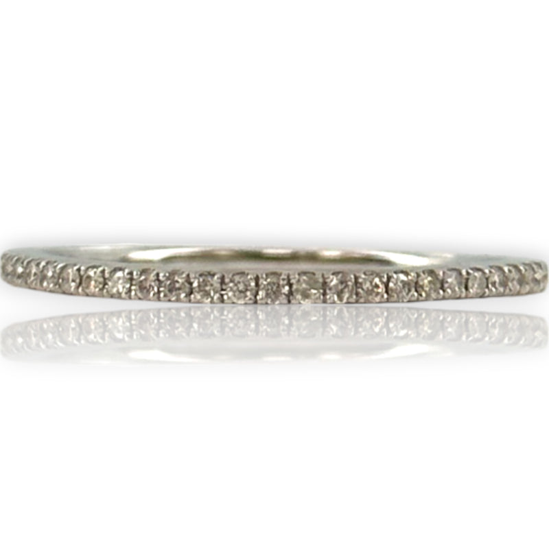 14kt Solid White Gold and Diamond Half Eternity Wedding Stackable Band Size 7