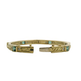 Vintage 1994 Judith Ripka 18kt Yellow Gold Green Tourmaline and Diamond Hinged Bangle 7"