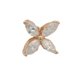Solid 18kt Rose Gold and Marquise Diamond Flower Stud Single Earring