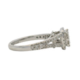 Solid 14kt White Gold Princess Cut Diamond Cluster Halo Engagement Ring Size 5