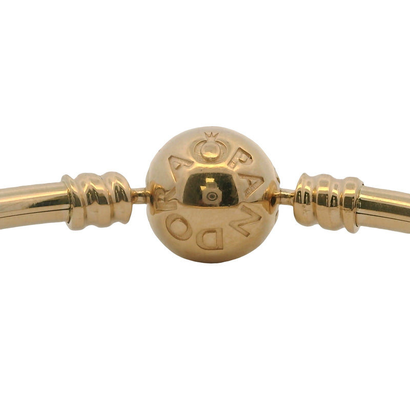 Pandora Moments Solid 14kt Yellow Gold Bangle Bracelet 6.7"