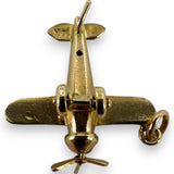 Vintage 14kt Solid Yellow Gold Moving Airplane Travel Dangle Charm for Necklace or Bracelet