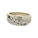 Solid 14kt White Gold Diagonal 0.55ctw Diamond Line Men's 9mm Ring Band Size 10