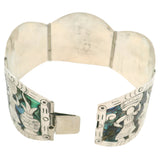 Vintage Mexico 925 Sterling Silver Abalone Figural Woman Statement Bracelet 7"