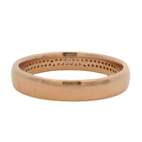 Russian Soviet Solid 14kt Yellow Gold and Single-Cut Diamond Pave Half-Eternity Band Size 7