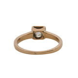 Antique 1880s 14kt Rose Gold 4-Prong Set Old Mine Diamond Square Solitaire Ring Size 6