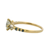 18kt Yellow Gold Diamond Sapphire Fantasy Style Solitaire Engagement Ring Size 6