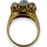Vintage 14kt Yellow Gold Large Ceylon Moonstone Cluster Statement Ring Size 6.75
